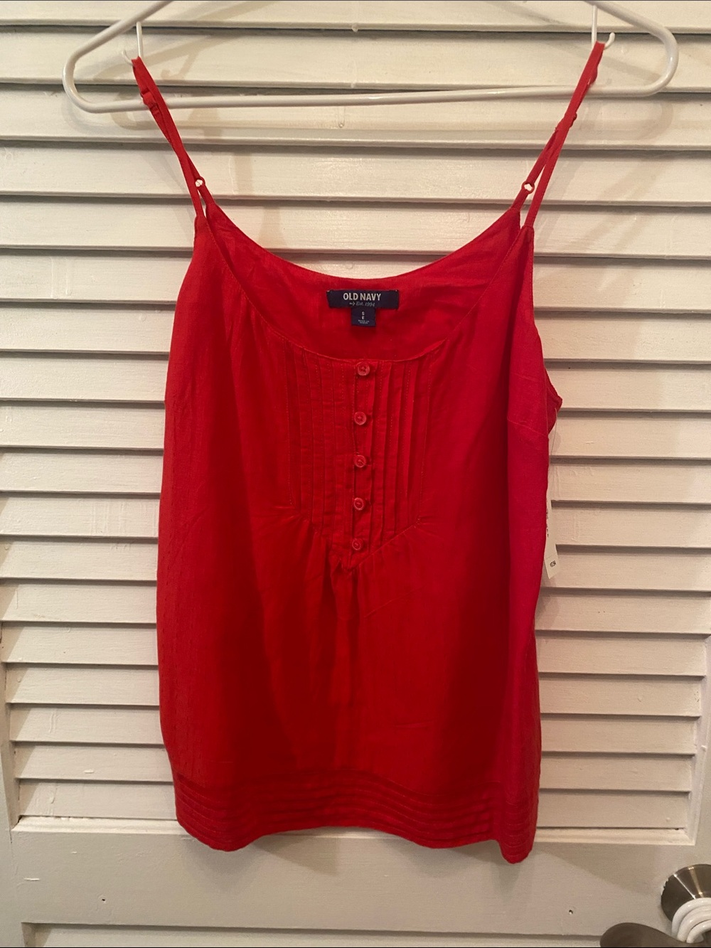 Old Navy Bright Red Pintuck Button-Front Cami